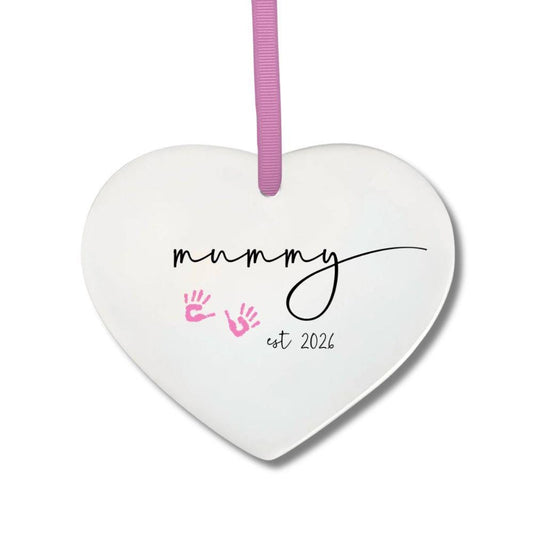 Pink Handprint Ceramic Heart Keepsake