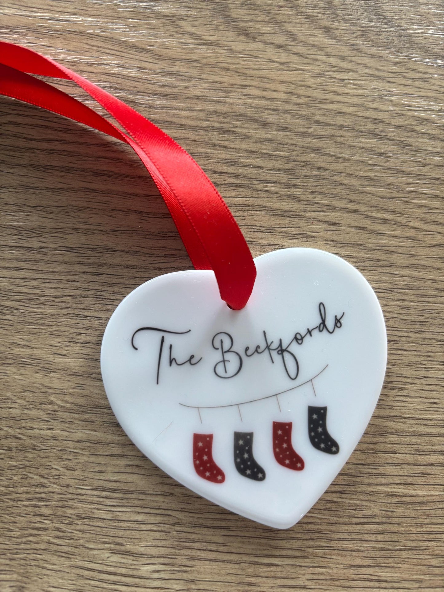 Personalised Stocking Family Christmas Heart