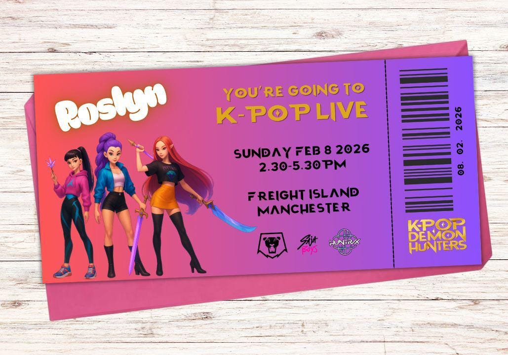 Custom Pink K-Pop Concert Ticket