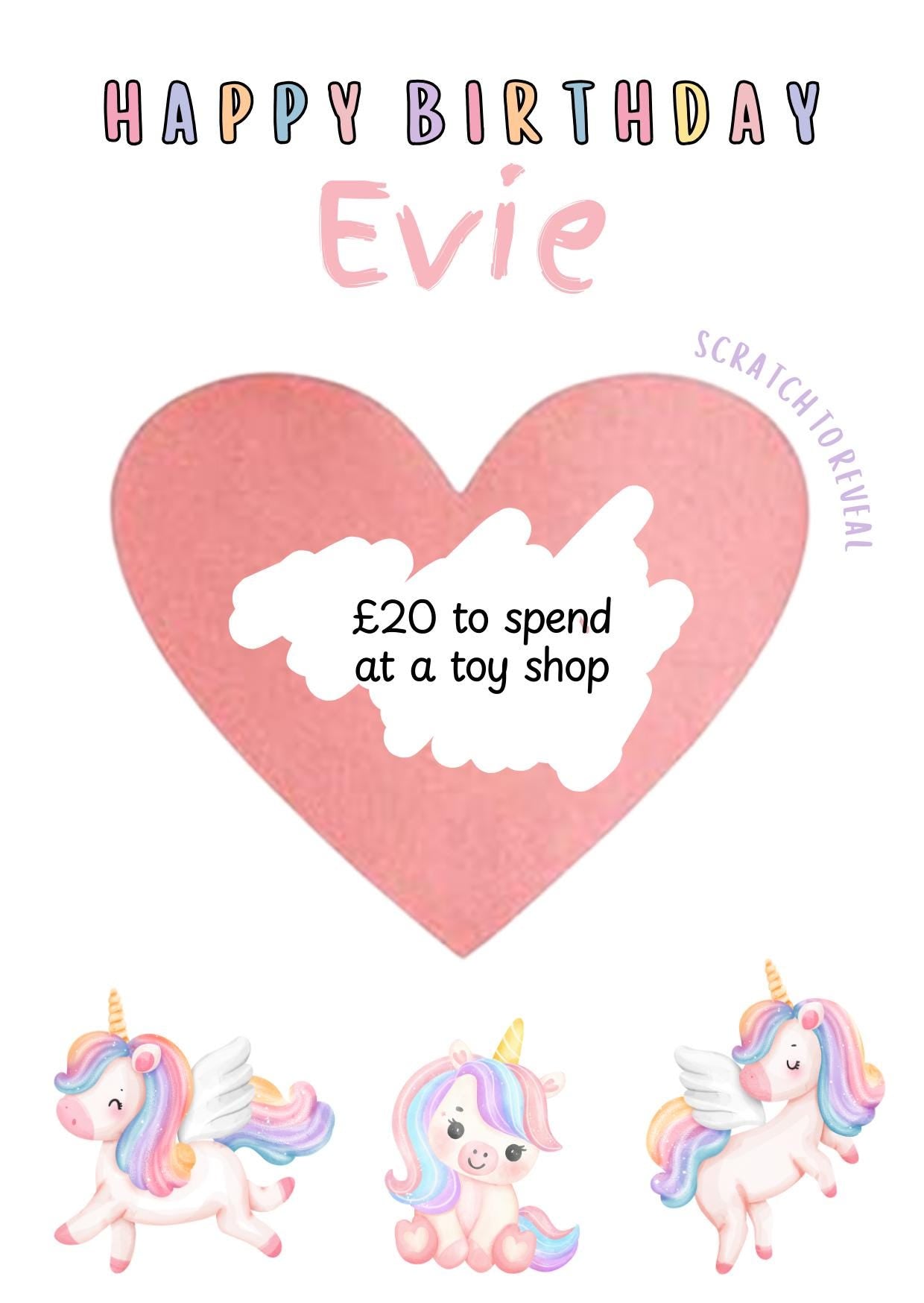 Personalised Unicorn Birthday Scratch Card