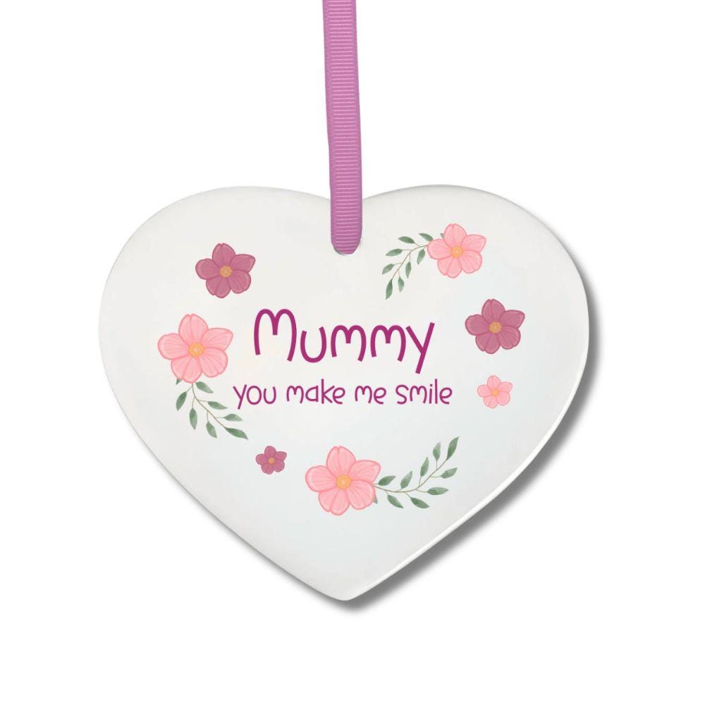 Floral Mum Ceramic Heart Keepsake