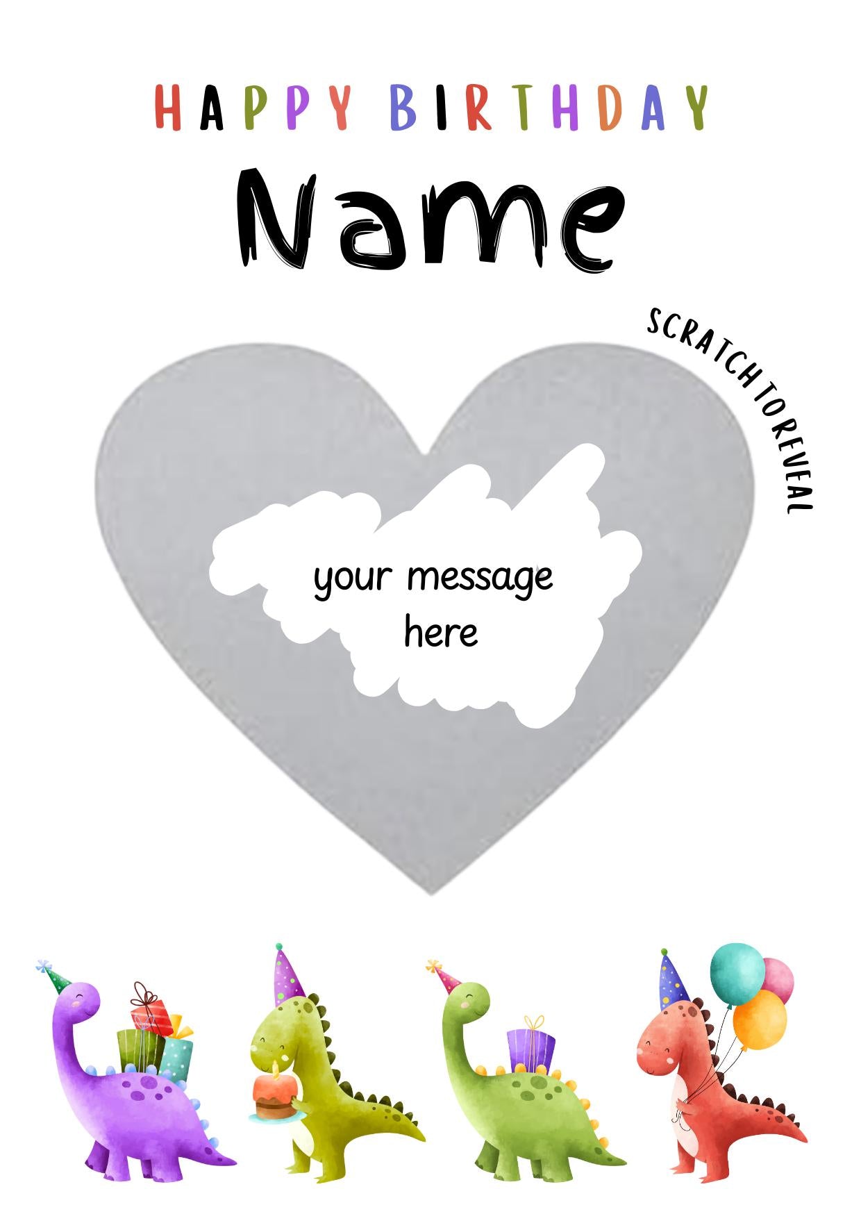 Personalised Dinosaur Birthday Scratch Card