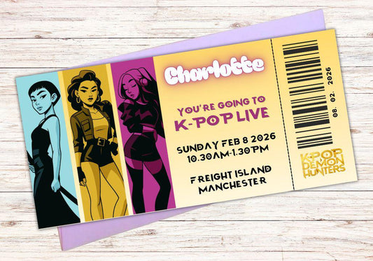 Custom Gold K-Pop Concert Ticket