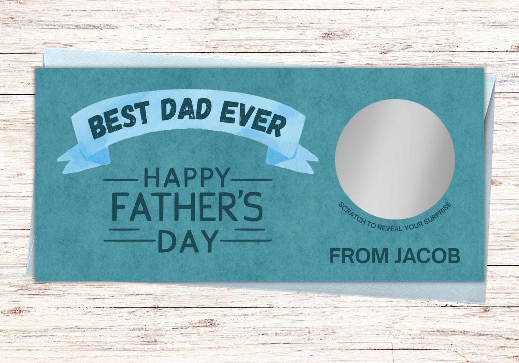 Personalised Father's Day Scratch Voucher – Custom Message Reveal Card