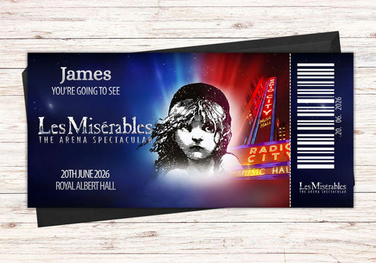 Custom Les Miserables Voucher | Personalised Theatre Keepsake | Musical fan gift