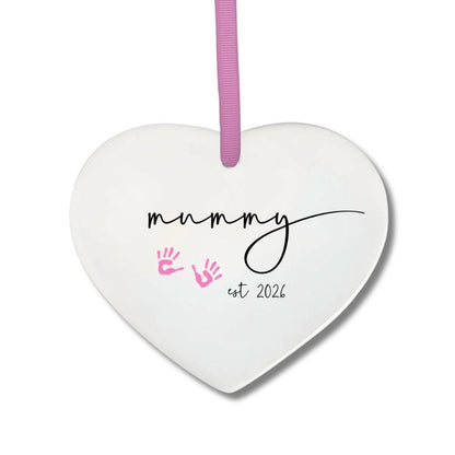 Pink Handprint Ceramic Heart Keepsake