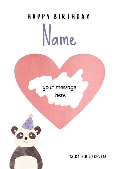Personalized Panda Birthday Scratch Card
