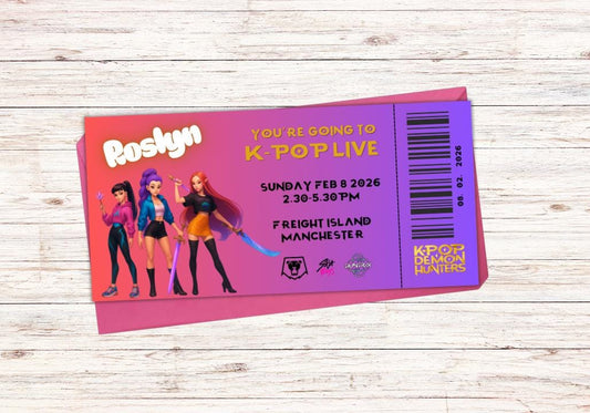 Custom Pink K-Pop Concert Ticket