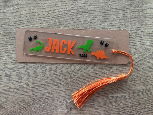 Personalised Dinosaur Bookmark with Tassel