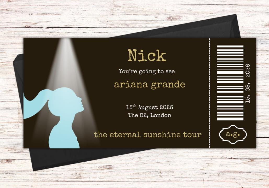Personalised Ariana Grande Concert Ticket