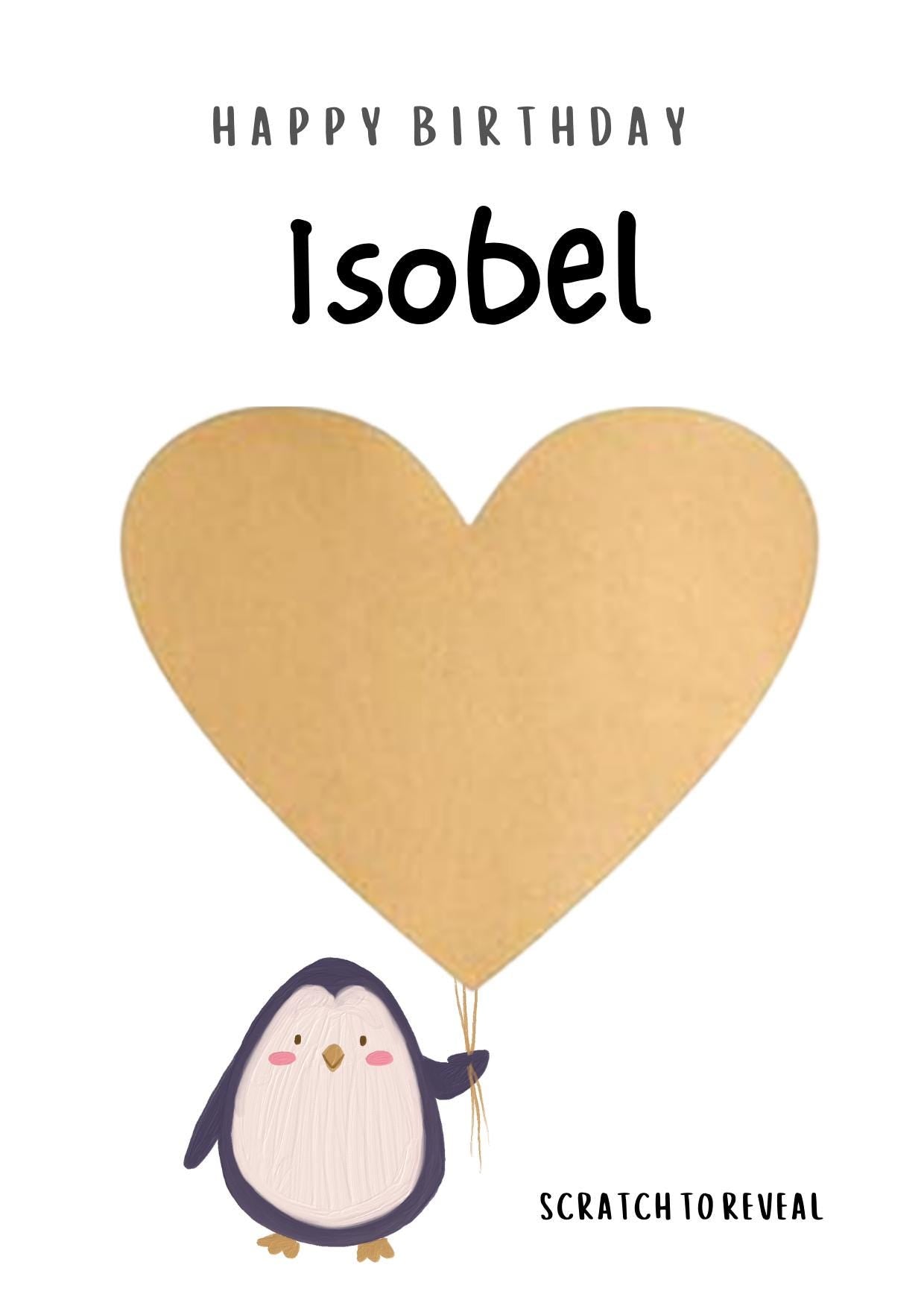 Personalised Penguin Birthday Scratch Card