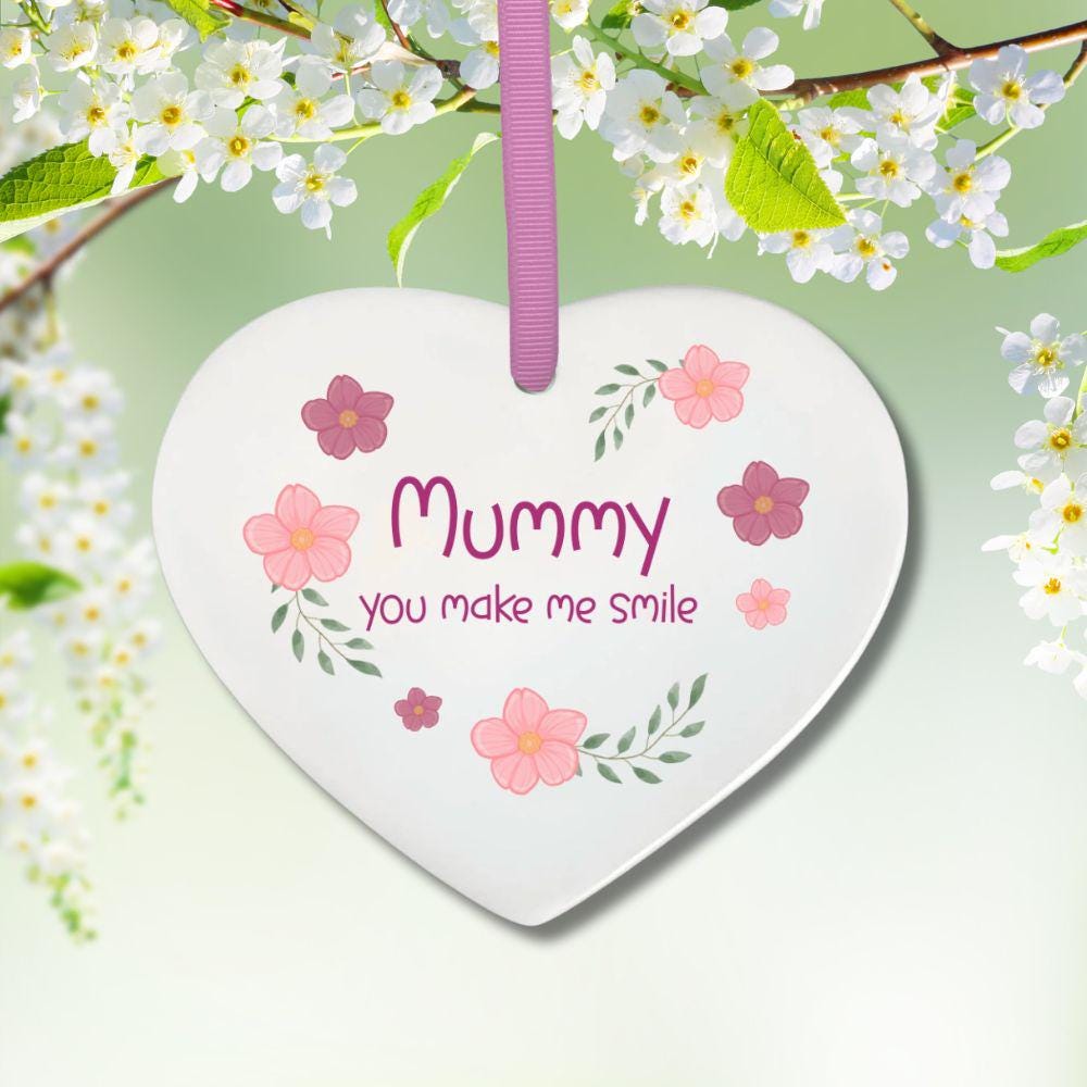 Floral Mum Ceramic Heart Keepsake