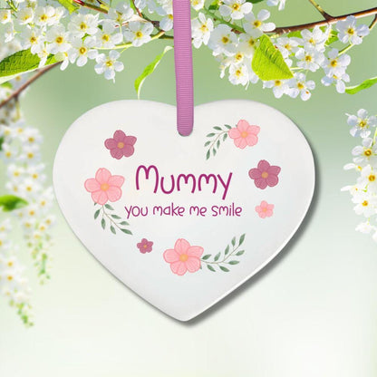 Floral Mum Ceramic Heart Keepsake