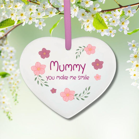 Floral Mum Ceramic Heart Keepsake