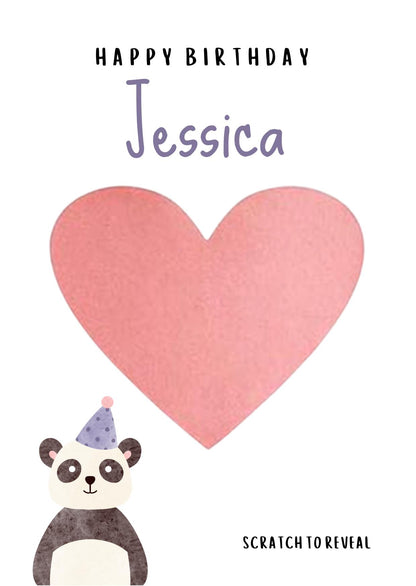 Personalized Panda Birthday Scratch Card