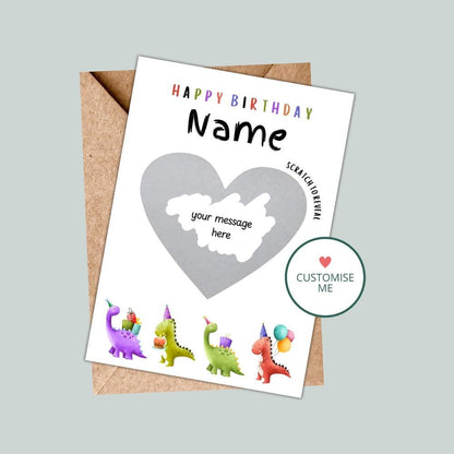 Personalised Dinosaur Birthday Scratch Card