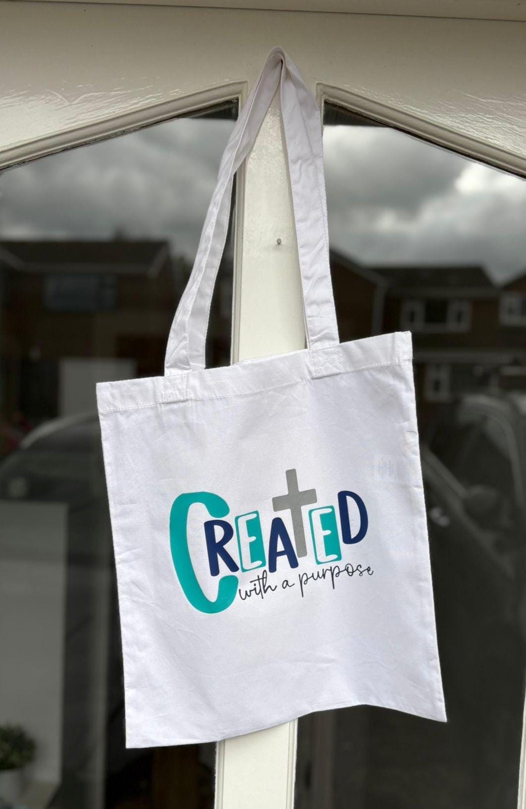 Created with a purpose Bible Scripture Tote Bag