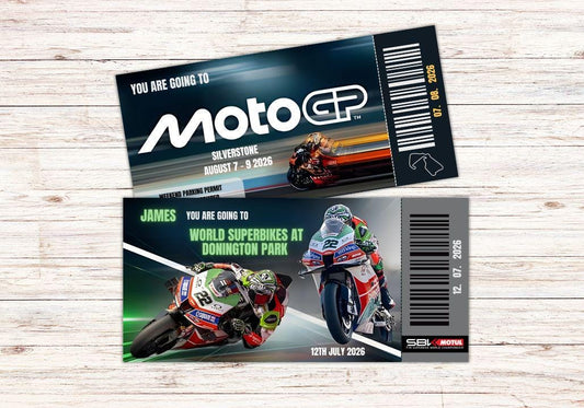 Personalised Motorcycle Race Ticket Voucher