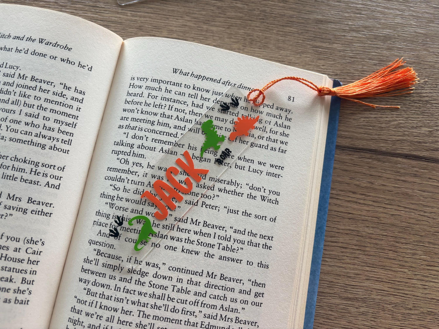 Personalised Dinosaur Bookmark with Tassel