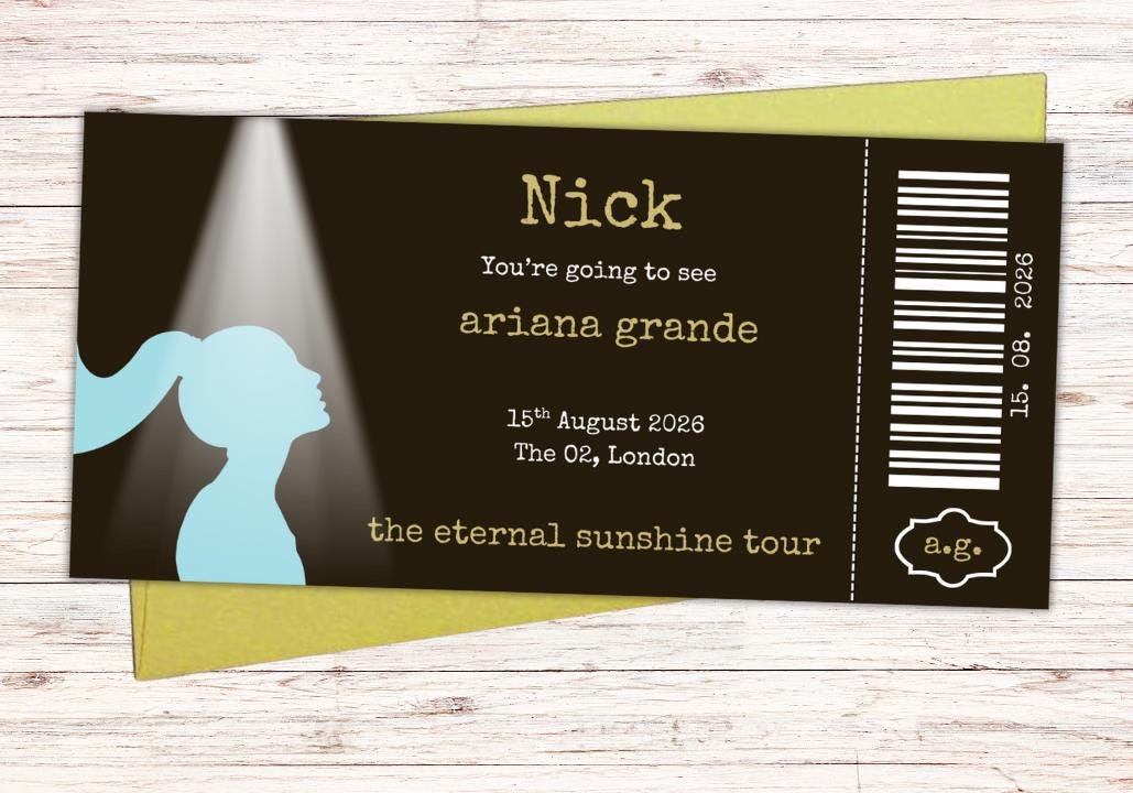 Personalised Ariana Grande Concert Ticket
