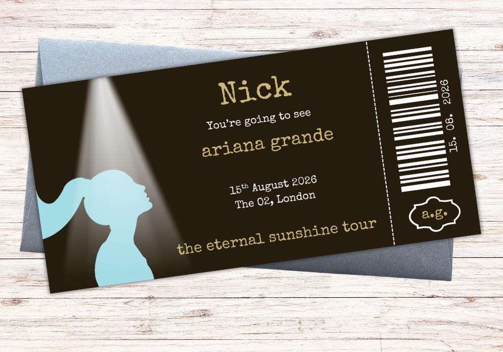 Personalised Ariana Grande Concert Ticket
