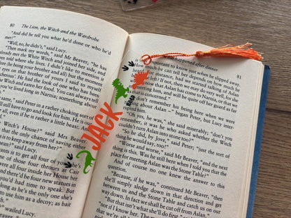 Personalised Dinosaur Bookmark with Tassel