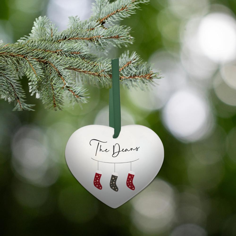 Personalised Stocking Family Christmas Heart