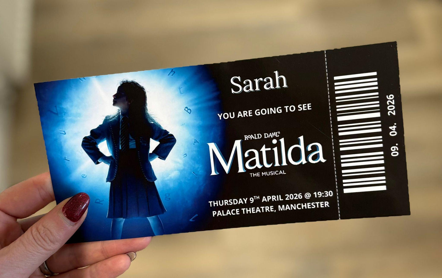 Custom Matilda The Musical Ticket