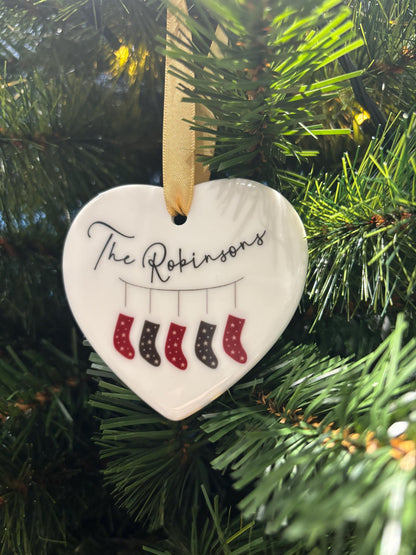 Personalised Stocking Family Christmas Heart