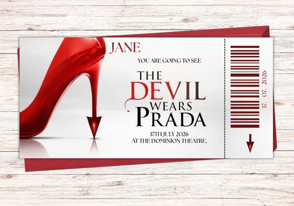 "Devil Wears Prada" Musical Ticket Style Voucher