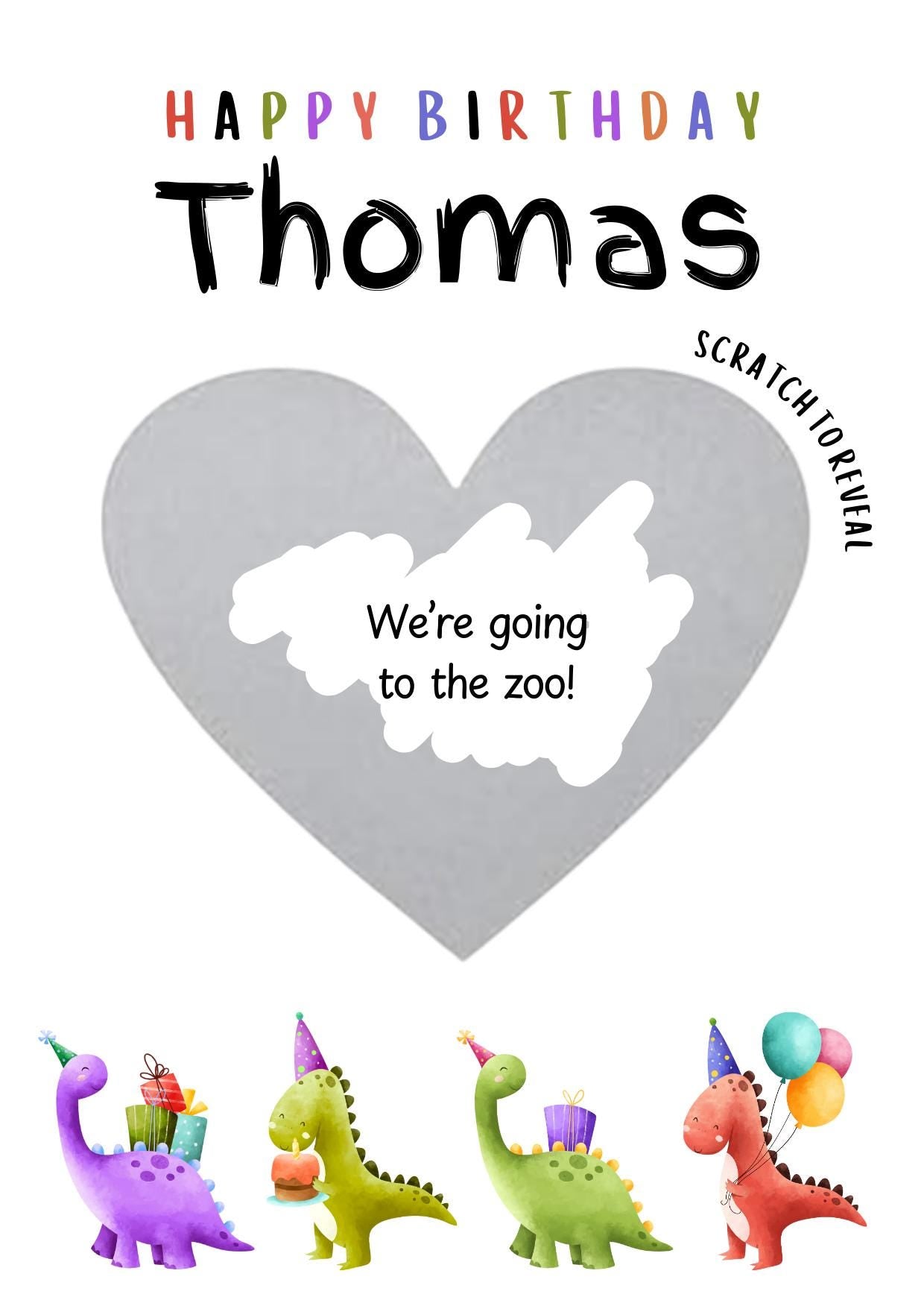 Personalised Dinosaur Birthday Scratch Card