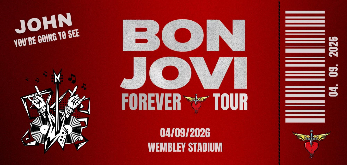 Personalised Bon Jovi Concert Ticket
