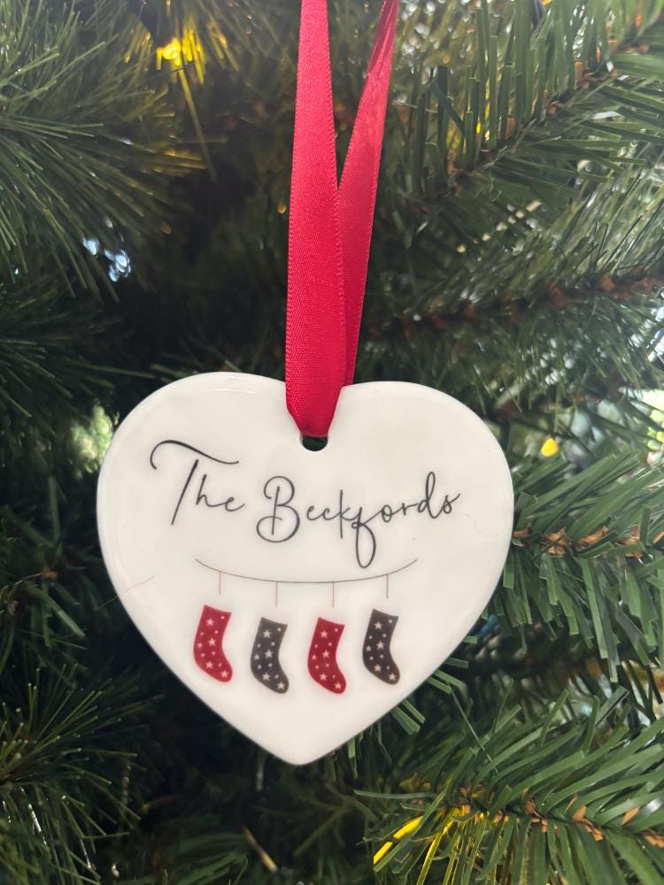Personalised Stocking Family Christmas Heart