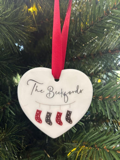 Personalised Stocking Family Christmas Heart