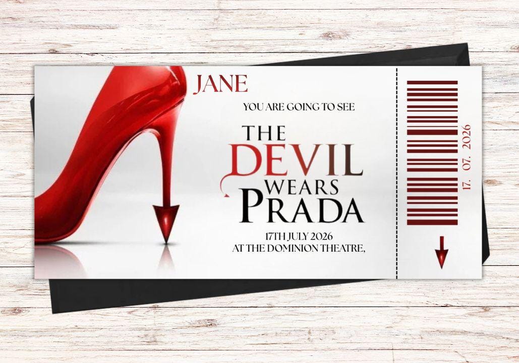 "Devil Wears Prada" Musical Ticket Style Voucher