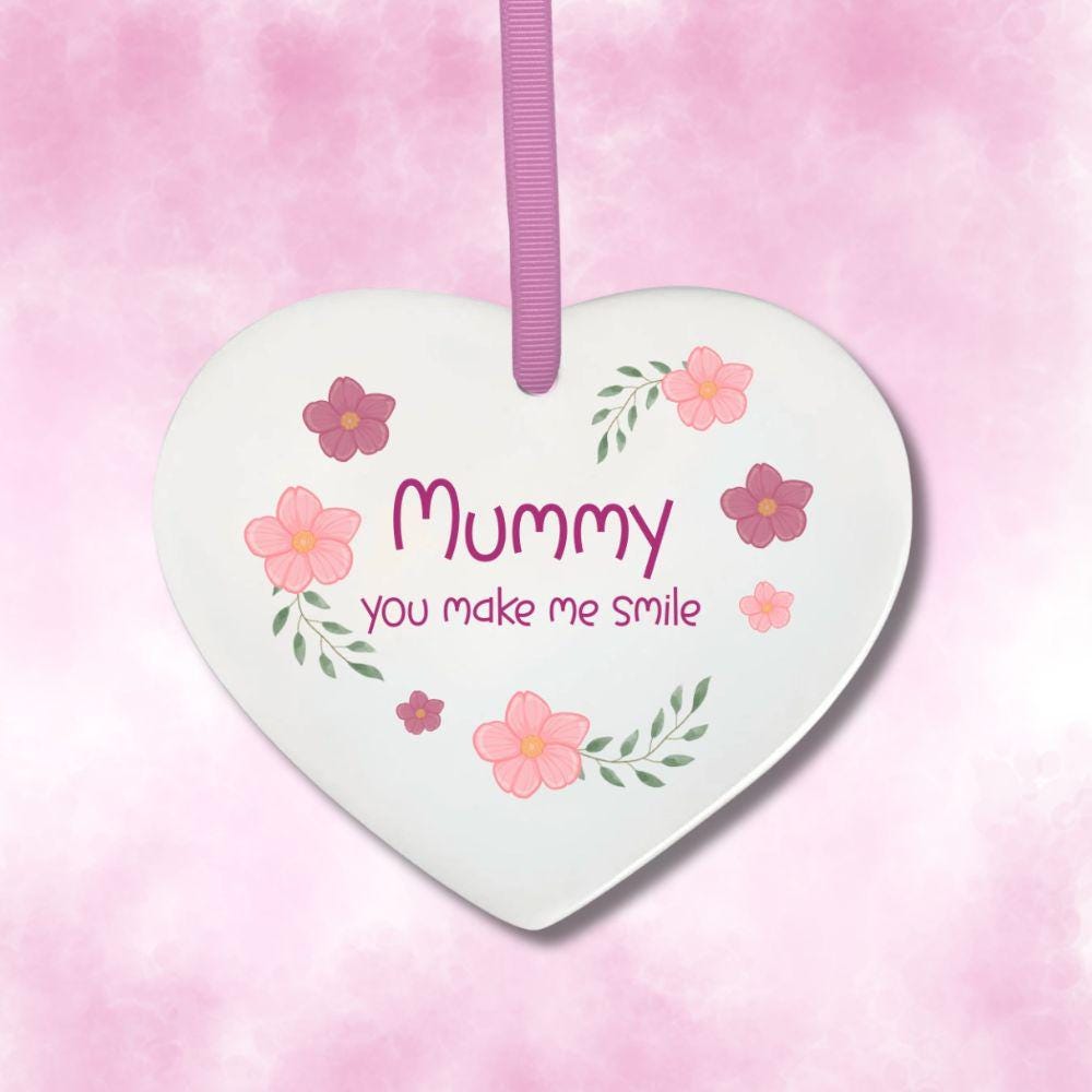 Floral Mum Ceramic Heart Keepsake
