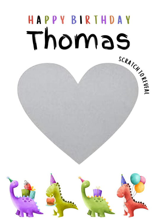 Personalised Dinosaur Birthday Scratch Card