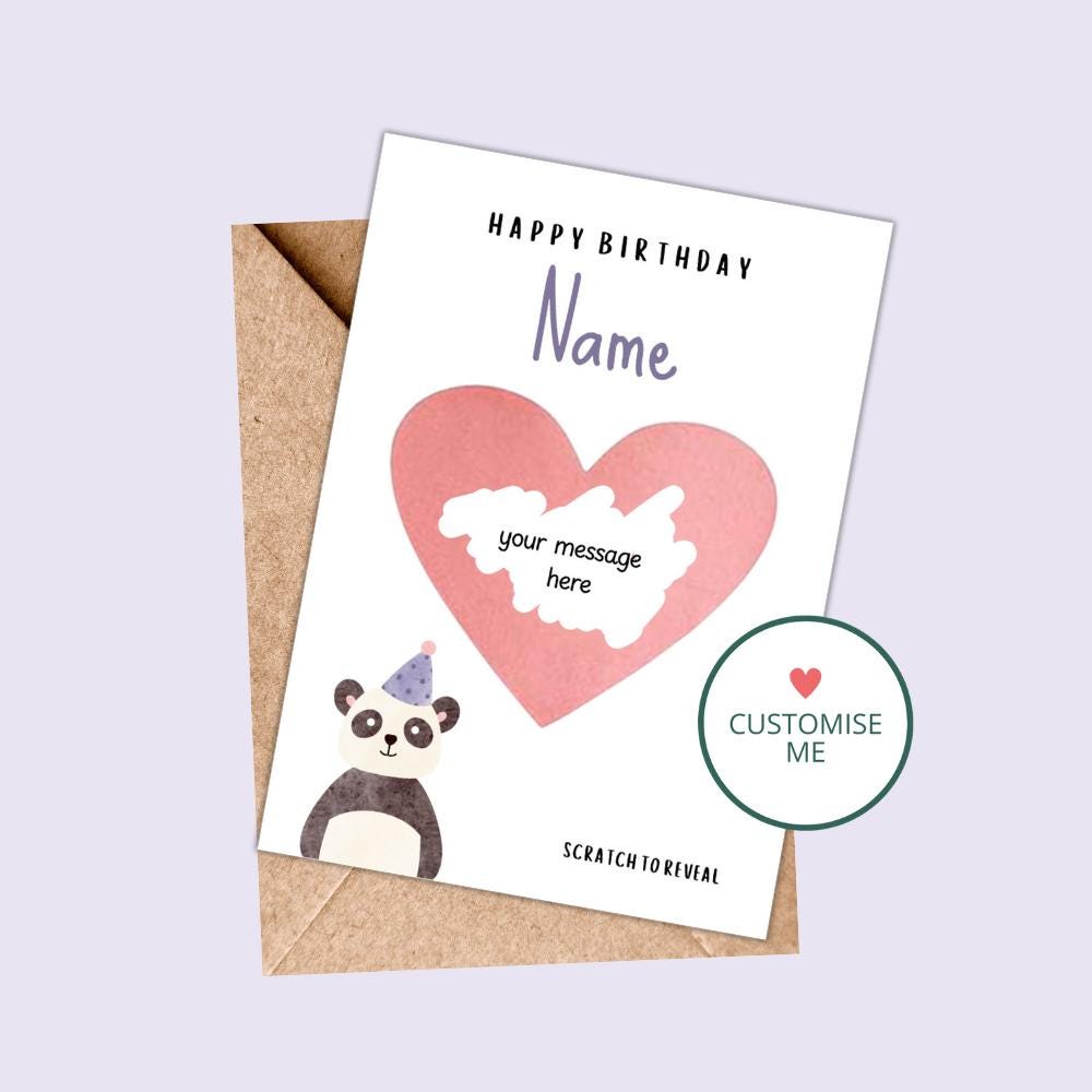 Personalized Panda Birthday Scratch Card