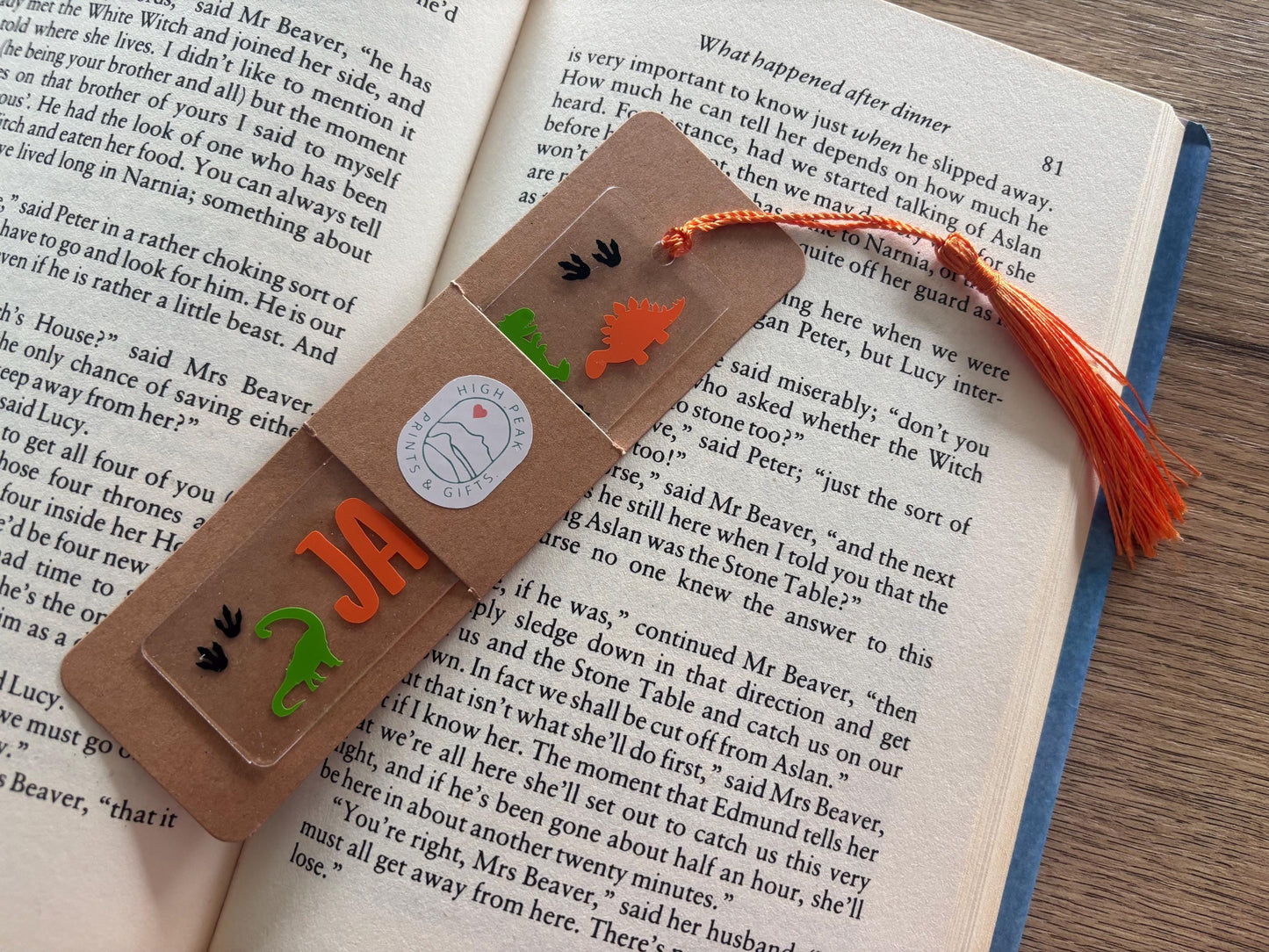 Personalised Dinosaur Bookmark with Tassel