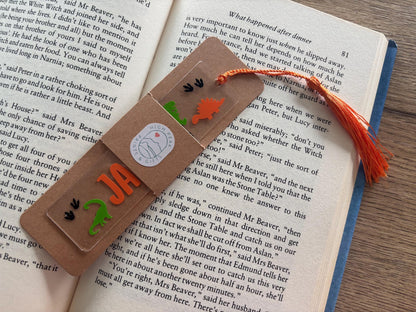Personalised Dinosaur Bookmark with Tassel