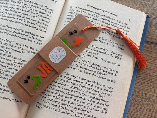 Personalised Dinosaur Bookmark with Tassel