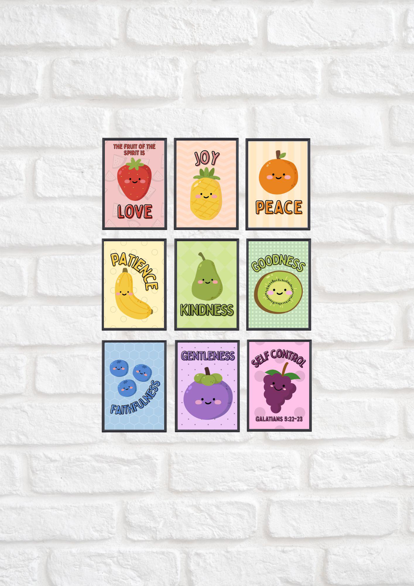 Bible Verse Prints | Fruit of the Spirit Scripture Wall Art (Set of 9, Digital Download)