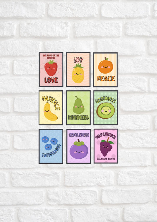 Bible Verse Prints | Fruit of the Spirit Scripture Wall Art (Set of 9, Digital Download)