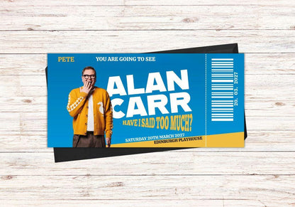 Alan Carr  Comedy Show Ticket Gift Voucher – Personalised Comedian Event Print