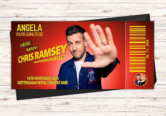 Chris Ramsey Comedy Show Ticket Gift Voucher – Personalised Comedian Event Print