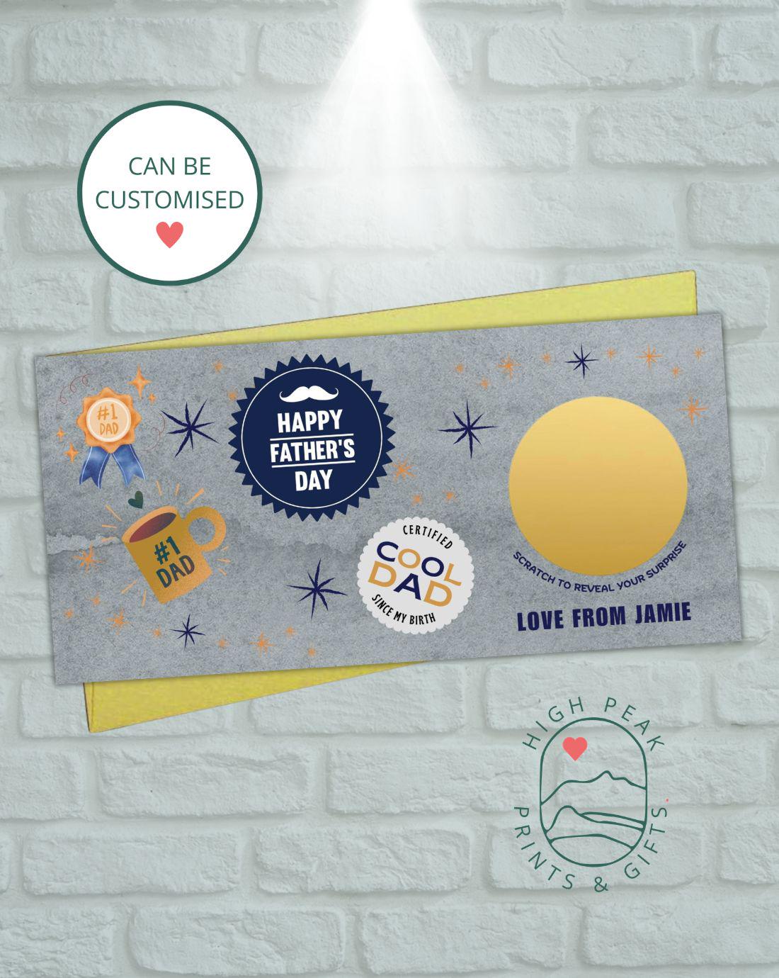 Personalised Father's Day Scratch Reveal Card – Custom Surprise Voucher for Dad