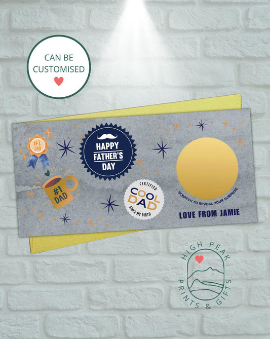 Personalised Father's Day Scratch Reveal Card – Custom Surprise Voucher for Dad