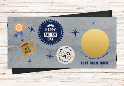 Personalised Father's Day Scratch Reveal Card – Custom Surprise Voucher for Dad