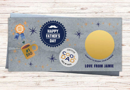 Personalised Father's Day Scratch Reveal Card – Custom Surprise Voucher for Dad