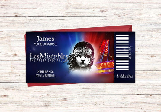 Custom Les Miserables Voucher | Personalised Theatre Keepsake | Musical fan gift